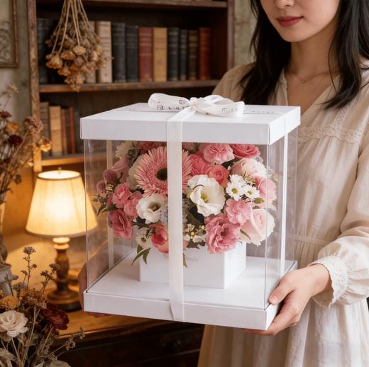 韩式粉绣球正方体鲜花礼盒 商品图6