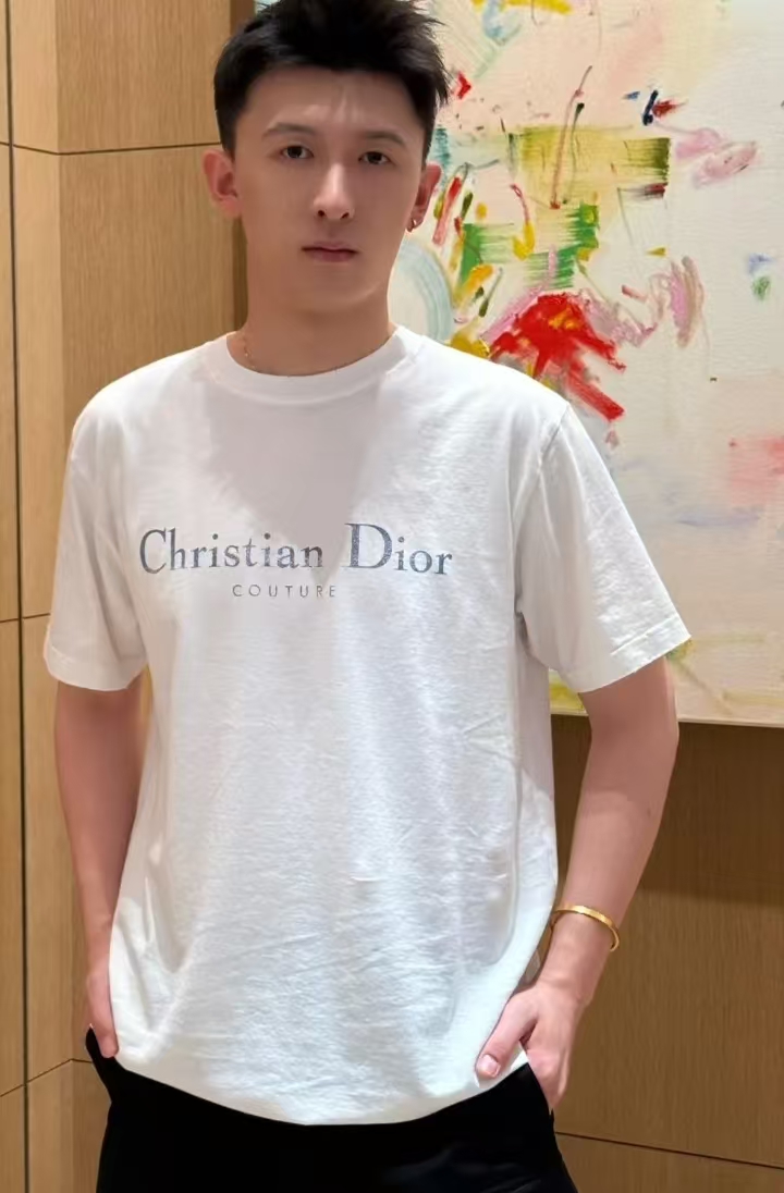 迪奥 25SS字母标识印花短袖T恤 白色  男女同款（DY）