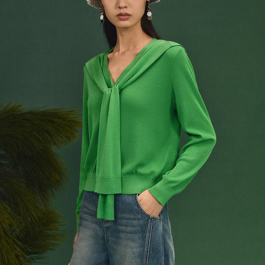 尹默质感小坎肩绿色开衫 商品图3