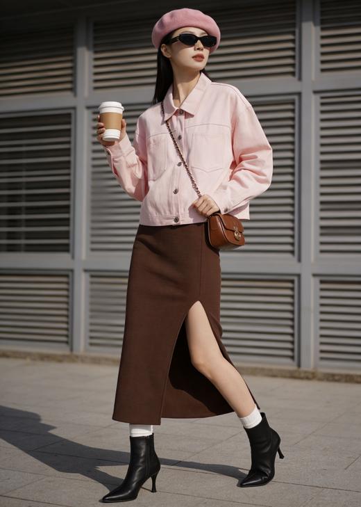 LONGNVFAIR彩棉牛仔外套，春季爆火穿搭，温柔又高级！纯棉水洗牛仔，柔雾粉/白色【3-7天发货，周末顺延】【G】 商品图7