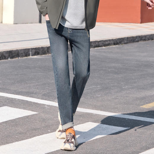 半身缘男裤 春季简约百搭复古炒盐工艺牛仔裤261101U10130207 商品图1