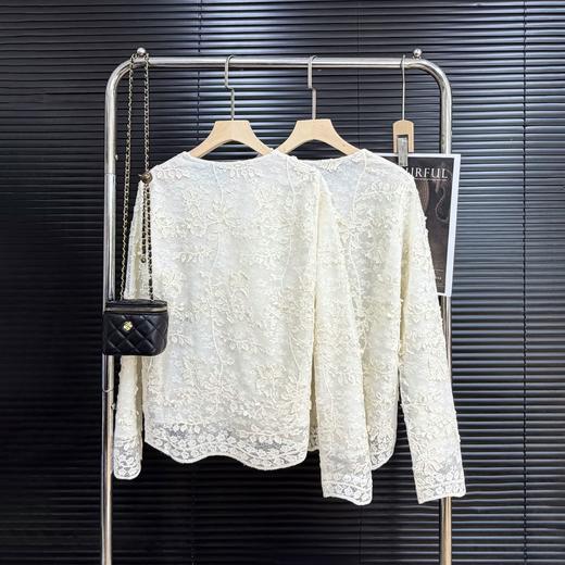 爆款3-7天发货！cosAcosB法式重工刺绣闪片立体水溶蕾丝新中式衬衫3349 商品图4