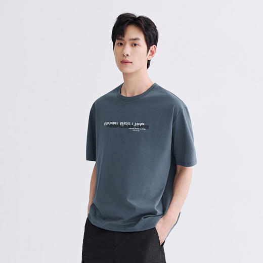 GXG男装【凉感透气】26夏季时尚撞色简约字母圆领休闲男式短袖T恤K&C 商品图1