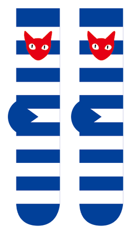 喵内袜子 蓝白横纹bj