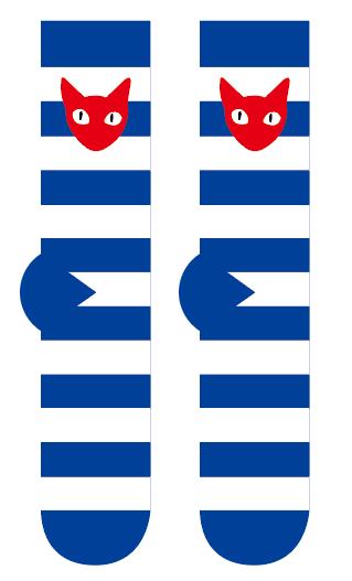 喵内袜子 蓝白横纹bj 商品图0