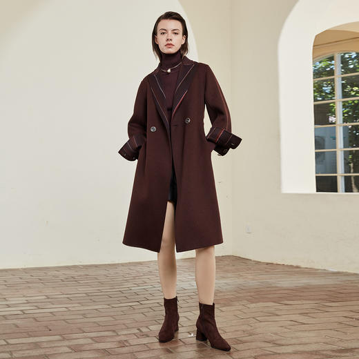 ND92X斯尔丽商场同款[正反两面可穿]时尚干练枪驳领显高羊毛大衣女外套 商品图3