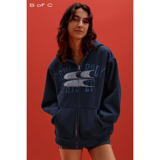 CryingCenter联名bofc 加绒毛毡SoulBody做旧复古拉链卫衣 商品图0