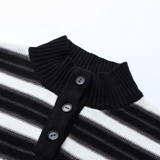 【MQD】童装男大童冬新儿童休闲学院风上衣加厚保暖半高领条纹毛衣 商品图2