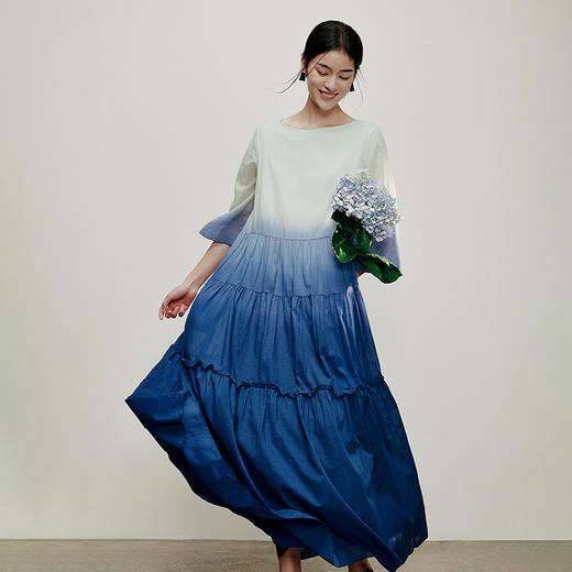 【林栖设计小店】手工绣花|渐变多色婴儿棉宽松百搭层次感花边2026夏新款连衣裙1962125 商品图7