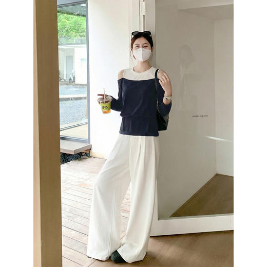 <曾小咸推荐>3.10现货秒杀 ！微信超特价！韩系假两件露肩长袖t 日常169.99 立减100 秒杀69.99！！ 商品图2