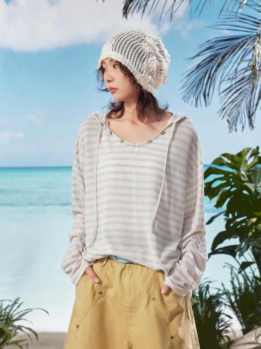 马得工地/MDGDTX222487/基础连帽条纹针织罩衫 商品图2