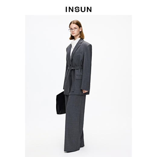 INSUN恩裳商务风肌理感直筒羊毛西裤 商品图3
