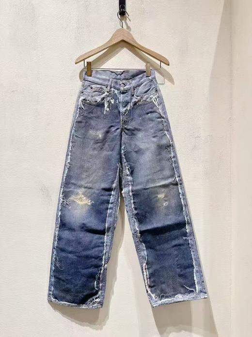 女款做旧牛仔裤长裤la001 商品图0