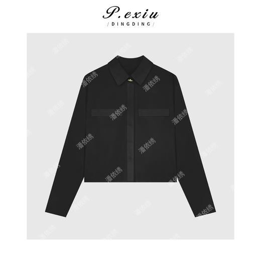 PanYiXiu/潘依绣100%棉简约气质小香风廓形短款长袖衬衫 W-63788 商品图2