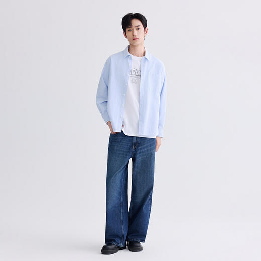 GXG男装26春季时尚潮流亲肤舒适透气简约百搭男式翻领长袖衬衫K&C 商品图4