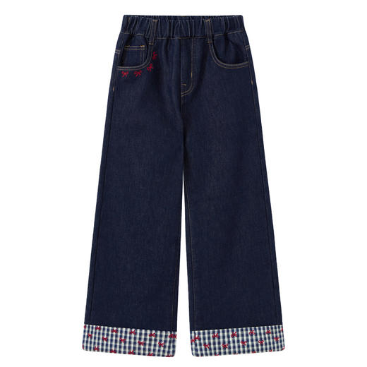 【MQD】童装女大童弯刀加绒牛仔裤冬季新款儿童奥粒绒百搭加厚裤子 商品图1