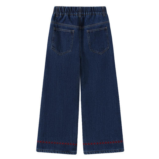 【MQD】童装女大童冬新款儿童学院风加绒加厚针织流苏设计感牛仔裤 商品图3