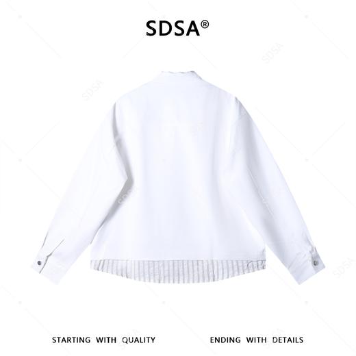 SDSA男装2026新款高贵轻奢假两件立领夹克宽松条纹拼接外套休闲款 商品图4