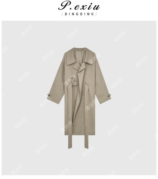 03-2潘依绣丁丁宠粉翻领法式高级感简约气质腰带长款风衣W9017 商品图0