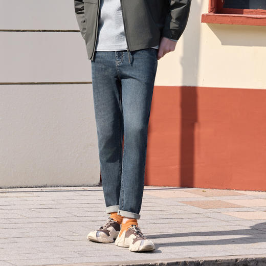 半身缘男裤 春季简约百搭复古炒盐工艺牛仔裤261101U10130207 商品图3