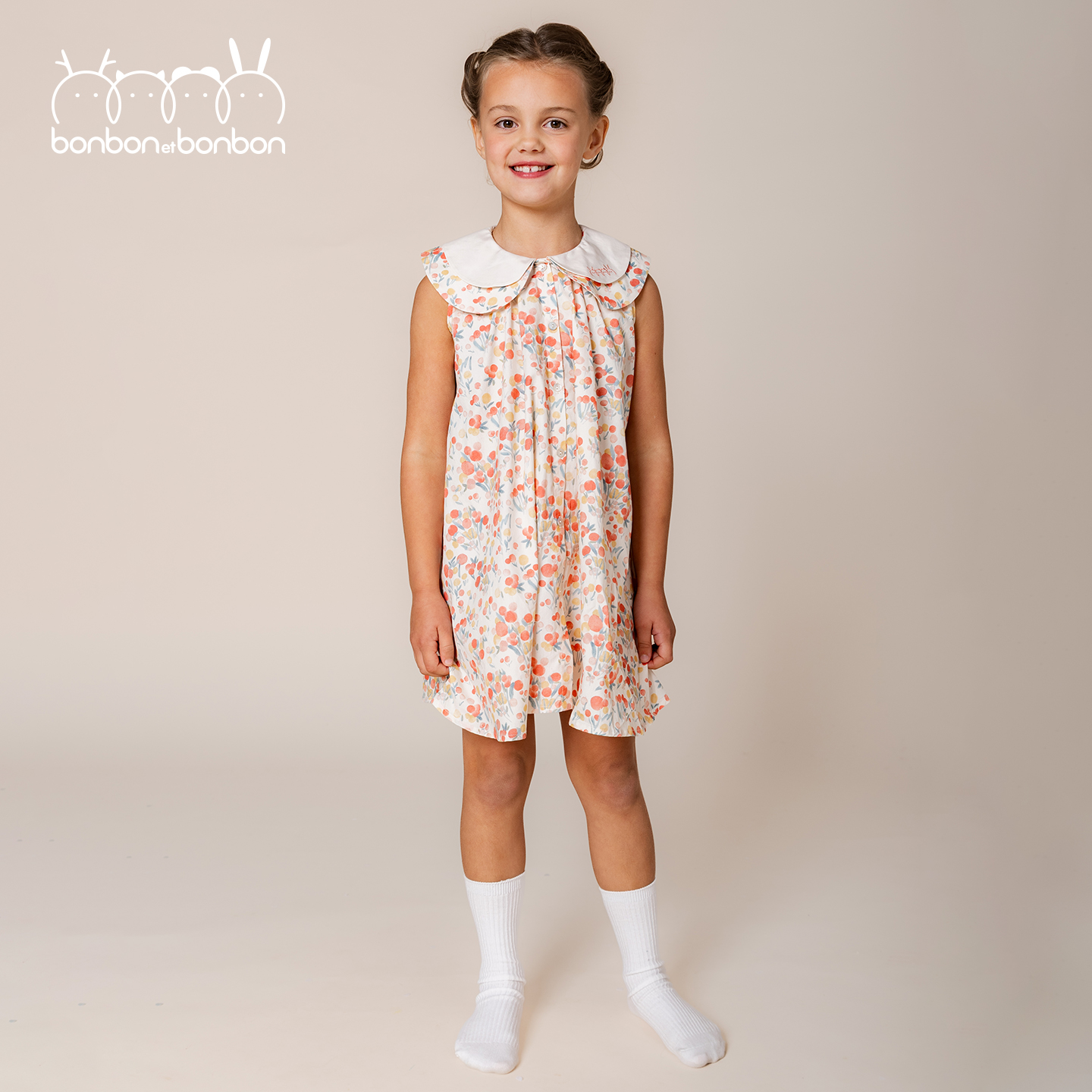 经典双领碎花连衣裙