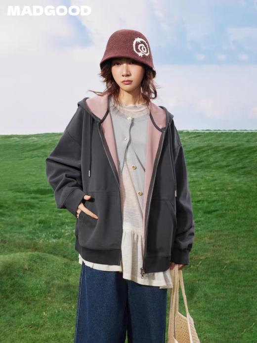 马得工地/MDGDWY211738/双面撞色胶标logo休闲卫衣外套 商品图2