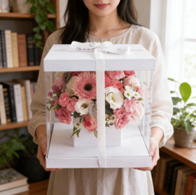 韩式粉绣球正方体鲜花礼盒