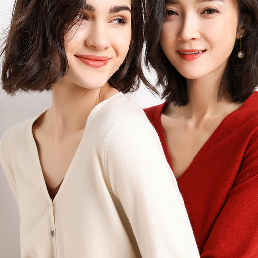 清仓！任选2件加购物车到手59.9元！单拍不发货  茶稚 多巴胺色V领开衫针织衫 品质纱线 柔软舒适 简约大气 多色可选 气质百搭 商品图1