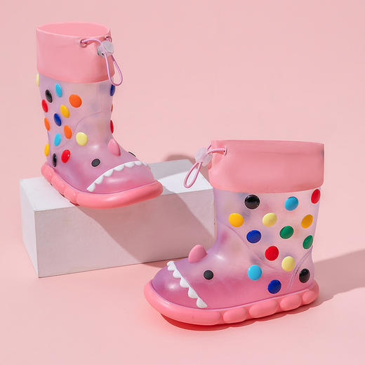 【秒杀49一双】网红透明男女童雨靴彩虹豆鲨鱼儿童雨鞋防滑外穿雨天宝宝卡通水鞋 商品图2