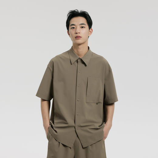 MODE COMMUTER | MC斜纹微弹抗皱微弹细密面料翻领短袖衬衫 商品图2