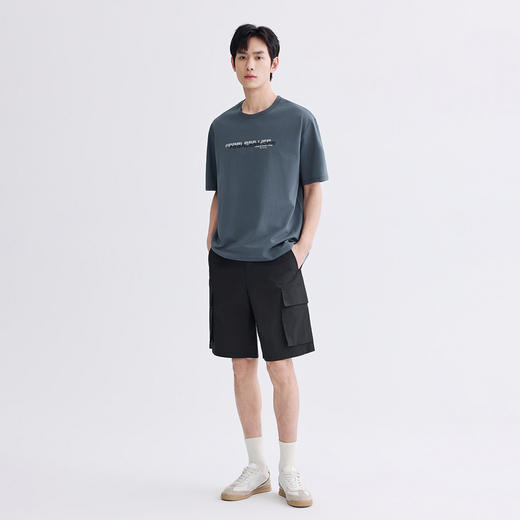 GXG男装【凉感透气】26夏季时尚撞色简约字母圆领休闲男式短袖T恤K&C 商品图3