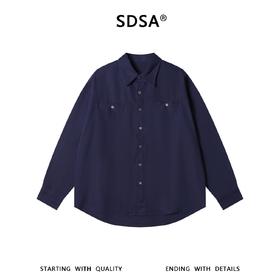 SDSA男装2026新款高贵轻奢时尚纯色纽扣翻领长袖衬衫百搭简约衬衣