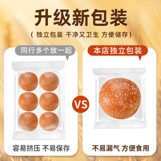 【来DIY啦❗️芝麻汉堡胚】麦香醇厚，表皮金黄带光泽，芝麻香气突出，口感松软有嚼劲，不干不柴，汉堡包面包胚家用商用早餐代餐加热即食汉堡半成品QQ 商品图2
