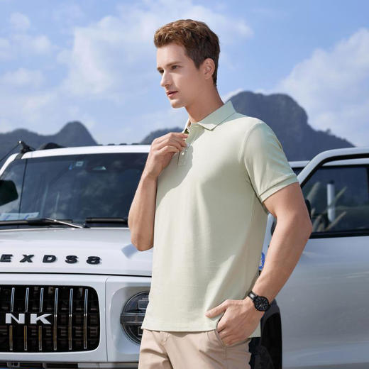 200g纯色大珠地纯棉经典款翻领短袖上衣  XYD-8101 商品图9