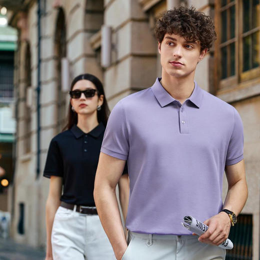 简约商务休闲双纱液氨棉短袖翻领polo衫   XYD-5601 商品图6