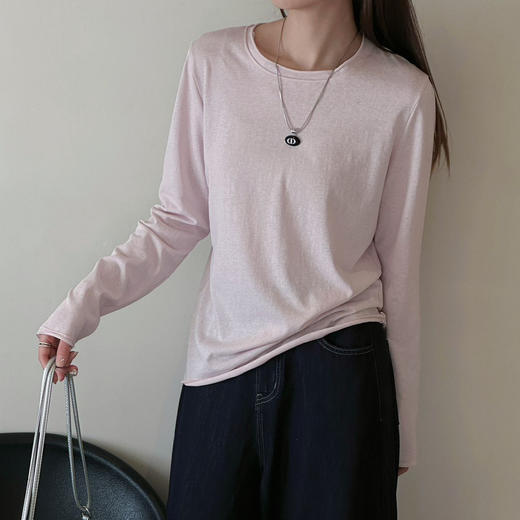 【莱塞尔卷边天丝棉T恤】纸片人穿搭 莱塞尔面料透气不闷 商品图1