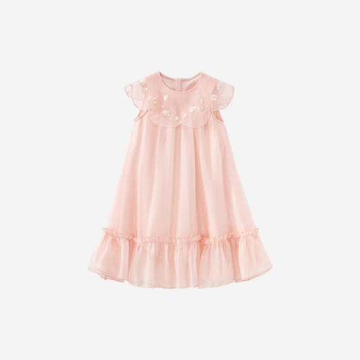 英氏儿童连衣裙女童夏季杏粉色背心裙宝宝可爱纱裙荷叶边连衣裙 商品图4