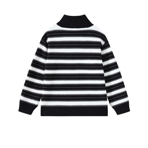 【MQD】童装男大童冬新儿童休闲学院风上衣加厚保暖半高领条纹毛衣 商品图1