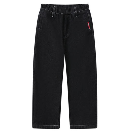 【MQD】童装男大童冬季新款儿童学院加绒加厚防褪色保暖直筒牛仔裤 商品图4