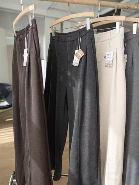 二店y 【3070】 醋酸羊毛毛呢裤 700g 柔软垂感直筒高腰阔腿裤