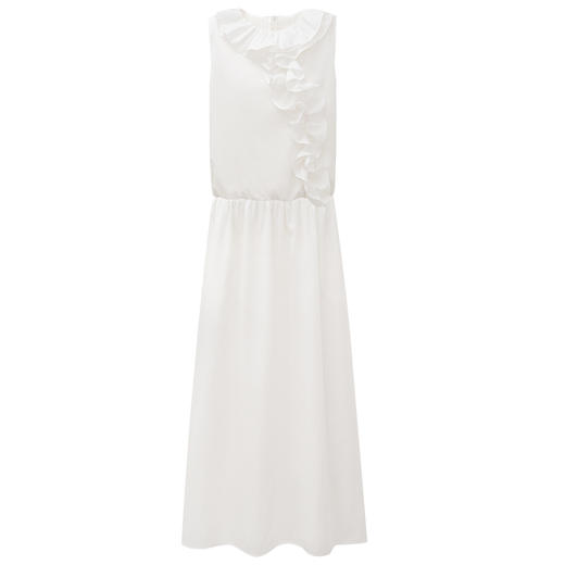 SELFWHO棉混纺双层荷叶边装饰连衣裙女2026夏新款法式优雅无袖裙 商品图3