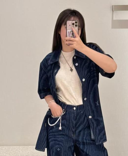 驴家25ss提花木纹牛仔衬衫短袖（DY） 商品图1