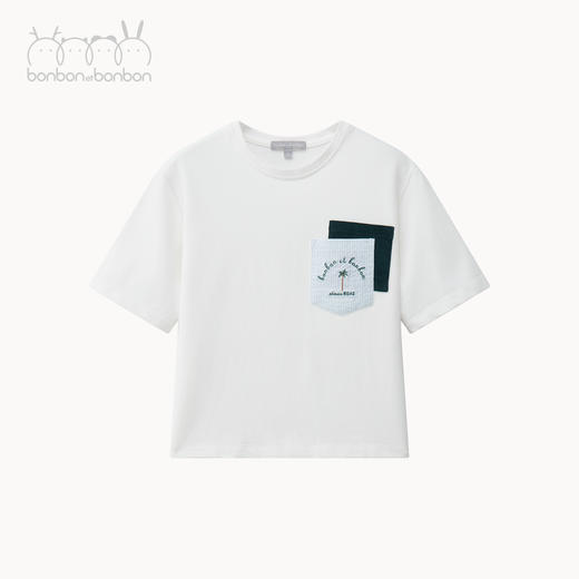 棕榈树刺绣撞色T恤 商品图3