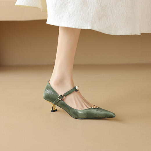 【预售7天】新中式国风尖头单鞋丝绸牛皮气质高跟鞋NDXC&6659 商品图4