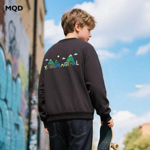 【MQD】童装男大童26春季新款儿童学院印花潮酷保暖休闲圆领长袖卫衣 商品图1