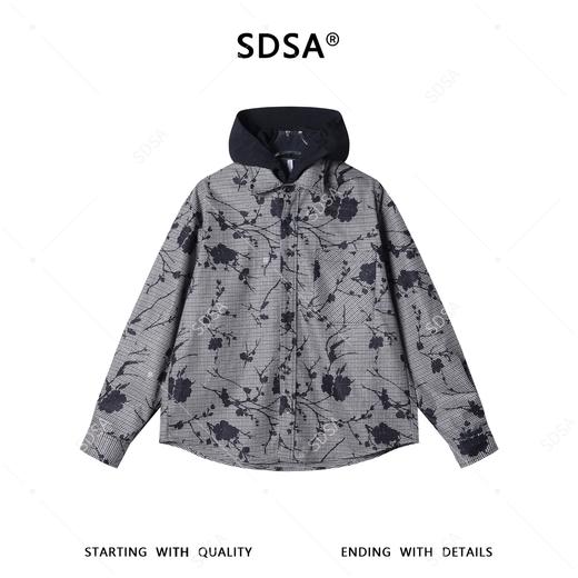26CS45SDSA男装2026新款高贵轻奢时尚百搭撞色花卉拼接连帽衬衫外套百搭 商品图5
