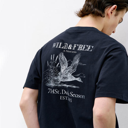 714street美式复古印花纯棉短袖男 2026夏季潮牌宽松圆领情侣T恤 商品图2