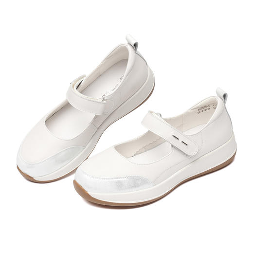 简约风一字扣玛丽珍鞋女平底舒适软底奶奶鞋白色单鞋A6C5288-9 商品图4