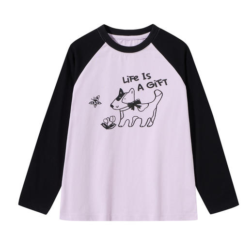 【秒2】【MQD】童装女大童26春季新款儿童学院风卡通印花拼接打底内搭长袖T恤 商品图4