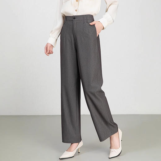 雀说亮丝牛仔裤垂感裤女裤春高腰西装裤显瘦休闲裤直筒长裤 WAL25CF0018 商品图1